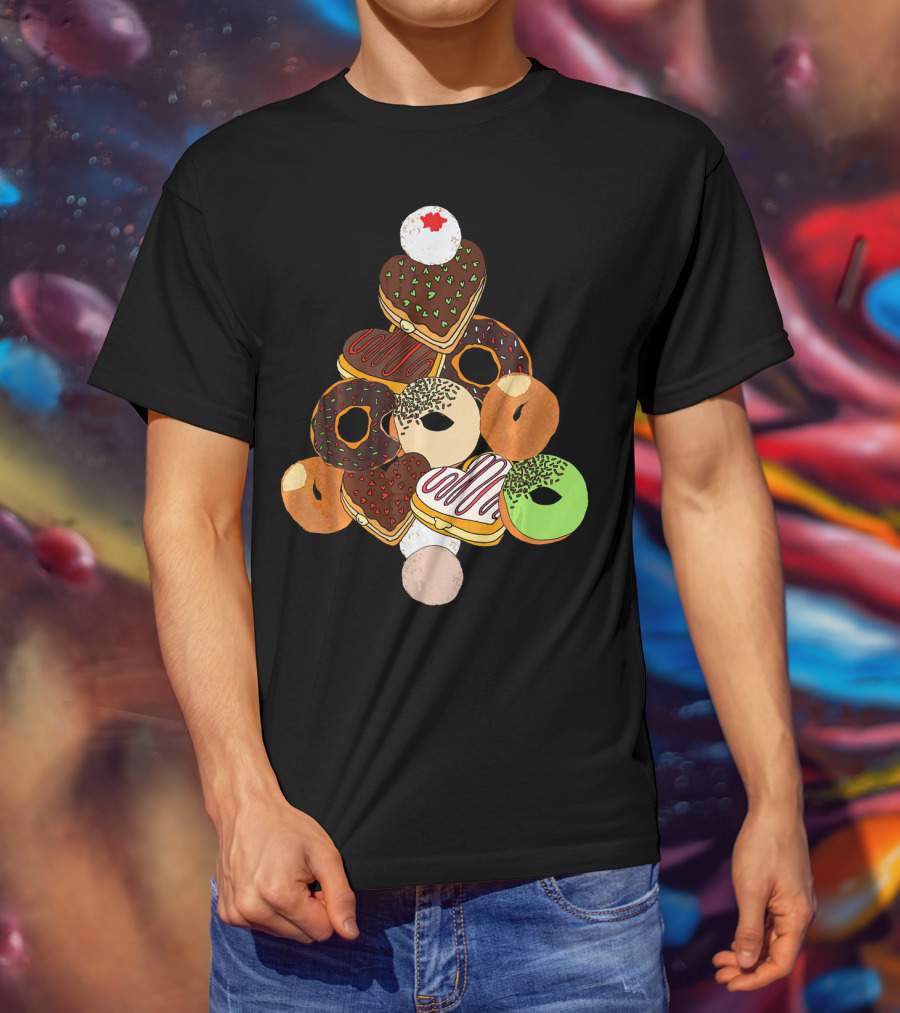 Christmas Tree Made Of Festive Holiday Donuts T-Shirt