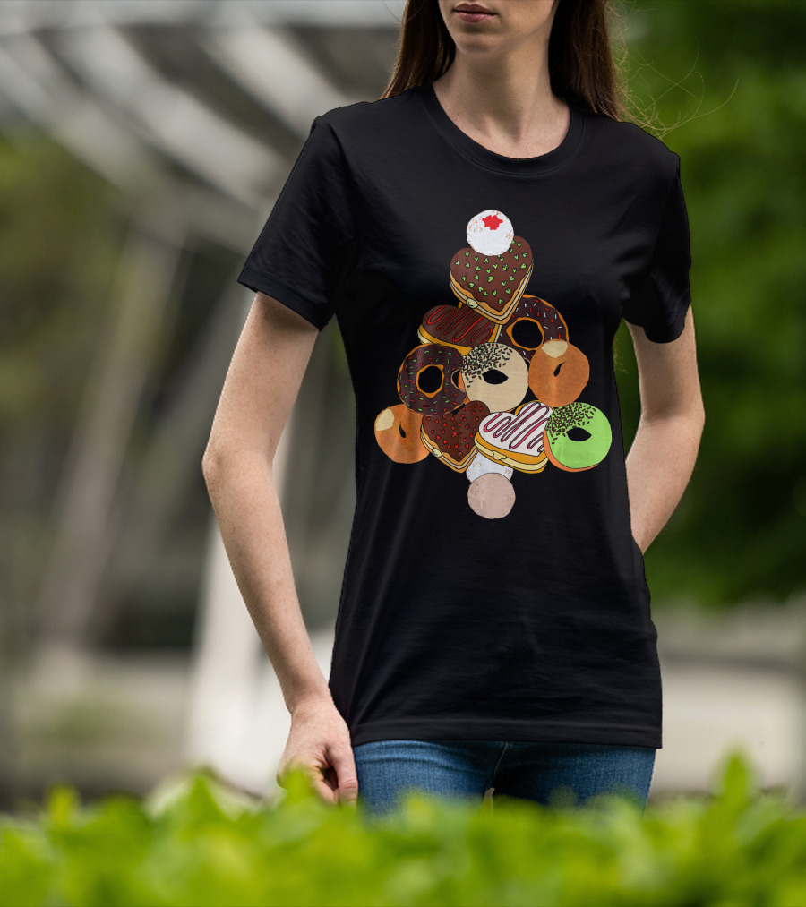 Christmas Tree Made Of Festive Holiday Donuts T-Shirt