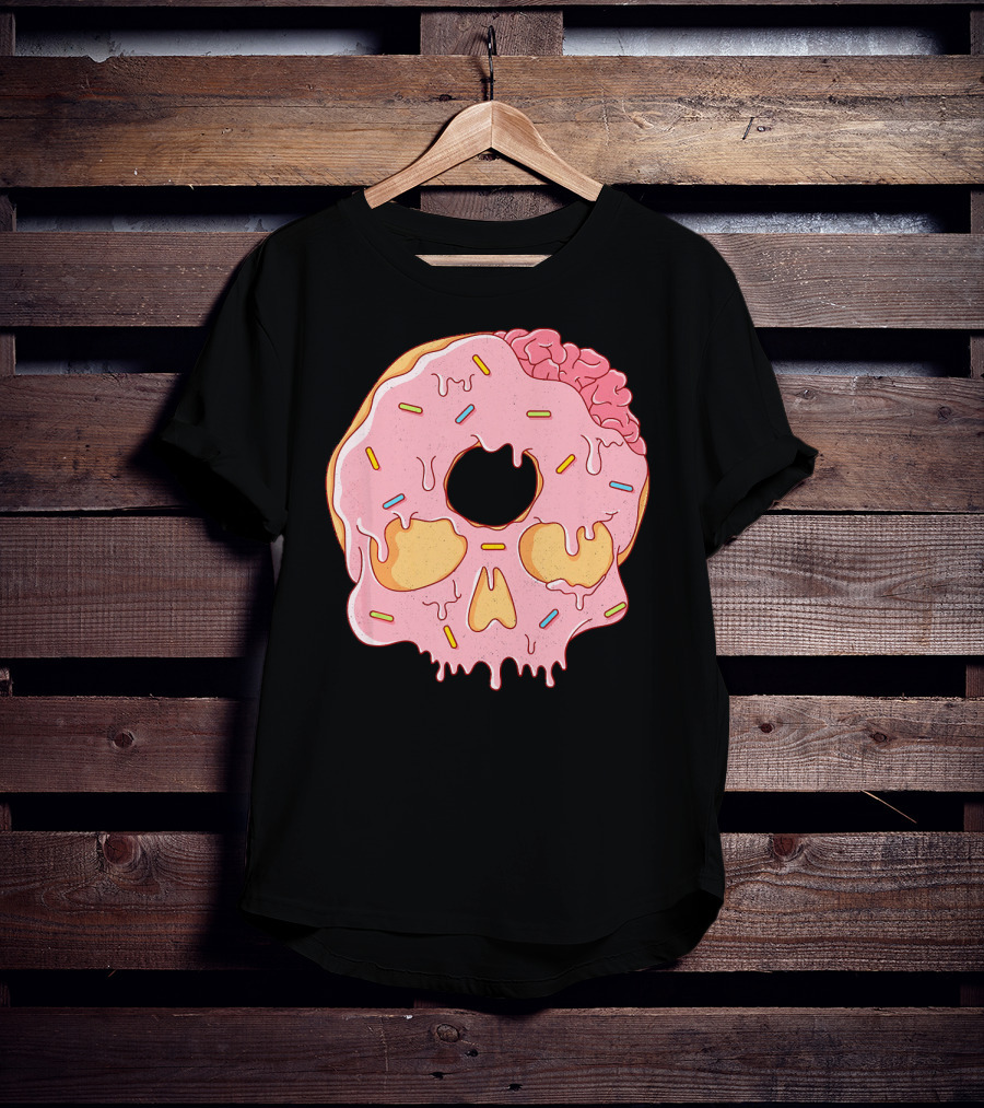 Donut Skull With Sprinkles And Brain Drip T-Shirt