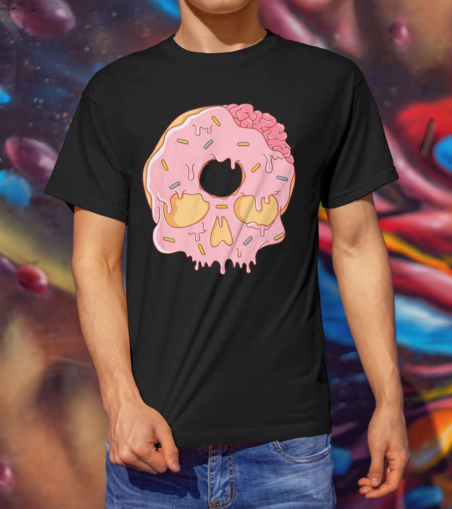 Donut Skull With Sprinkles And Brain Drip T-Shirt