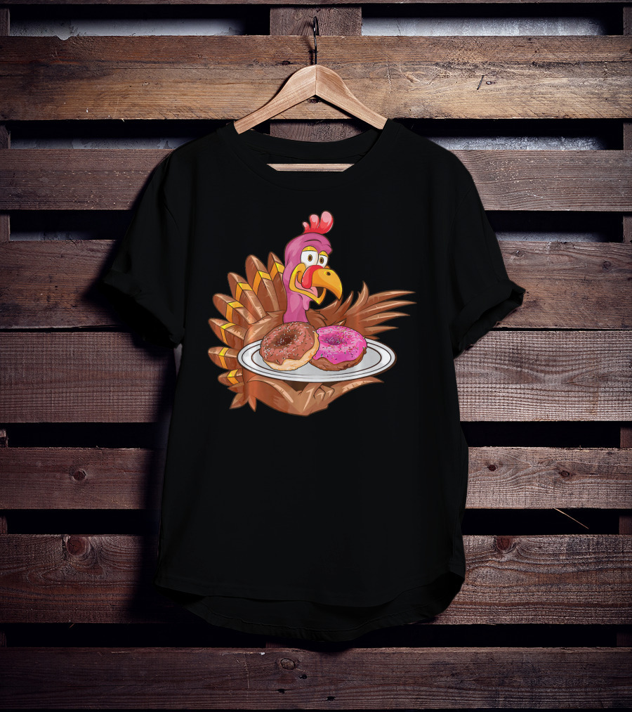 Cute Turkey Serving Donuts T-Shirt