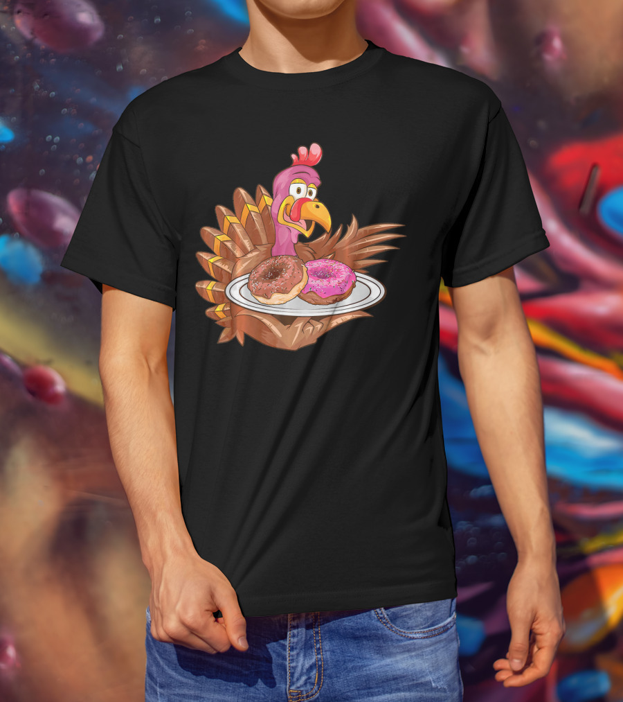 Cute Turkey Serving Donuts T-Shirt