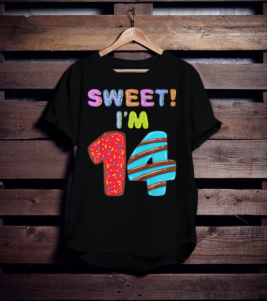 Sweet I'm 14 Birthday Donut Sprinkles Fun T-Shirt