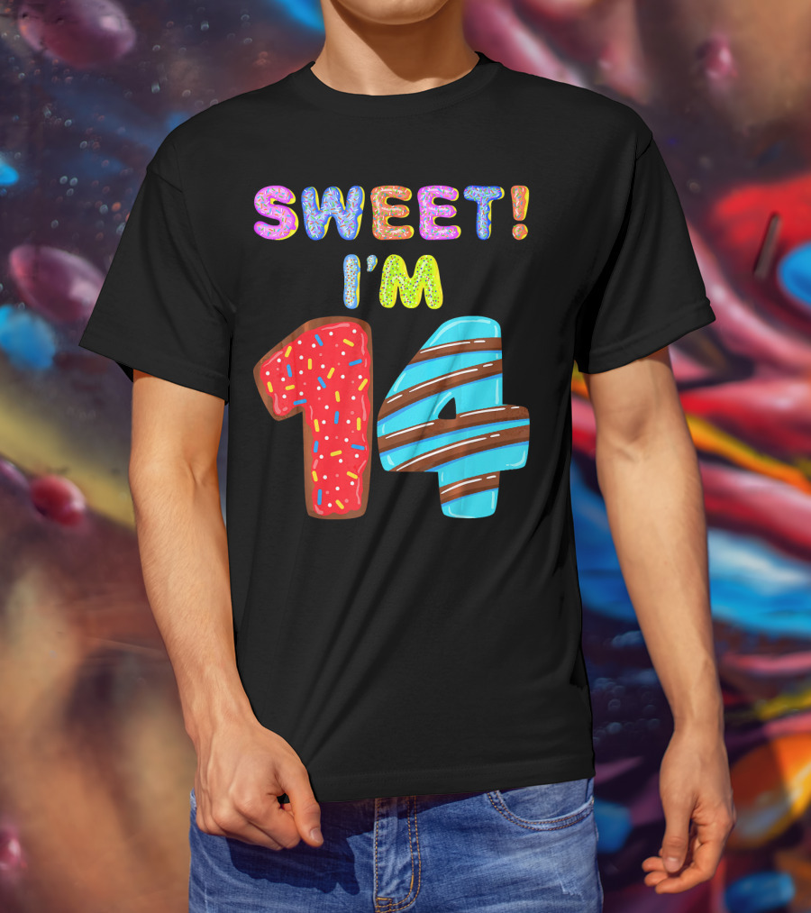 Sweet I'm 14 Birthday Donut Sprinkles Fun T-Shirt