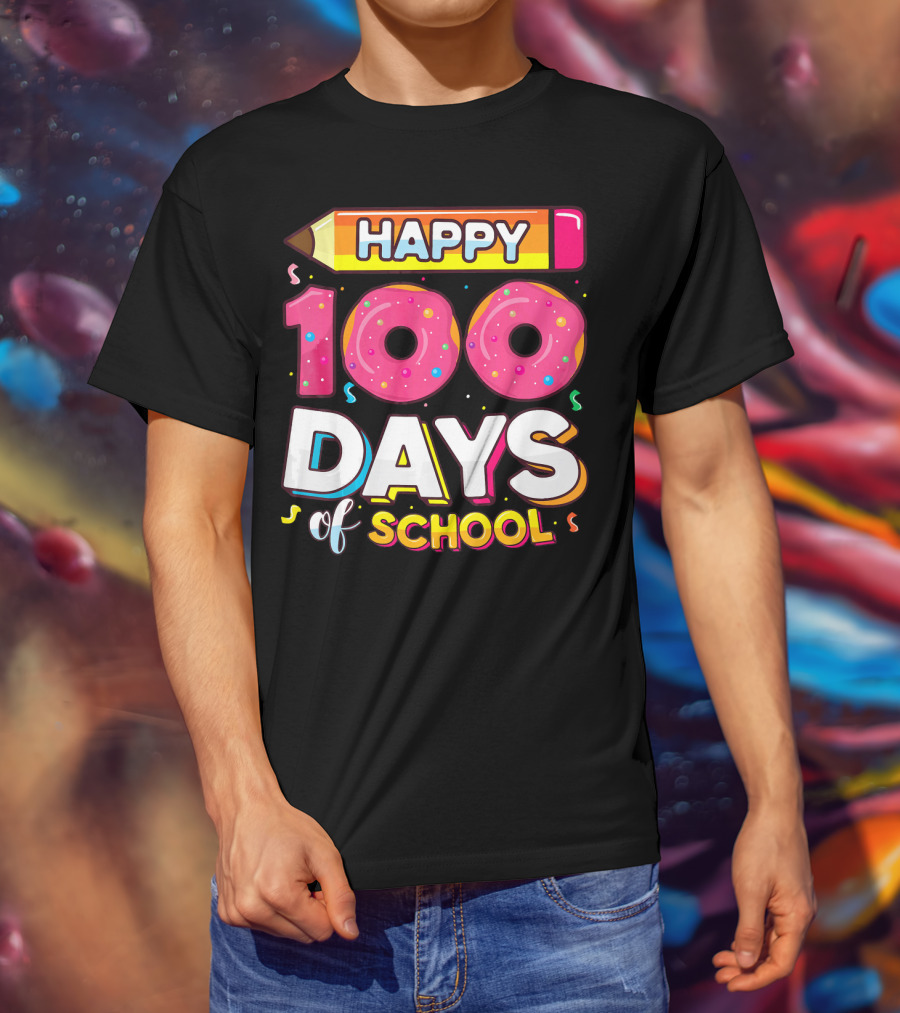 Happy 100 Days Of School Funny Donut T-Shirt