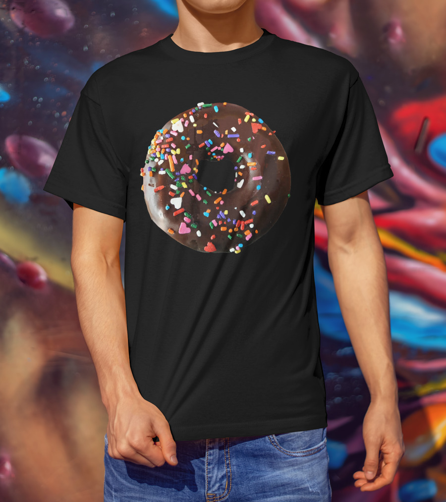 Chocolate Donut Sprinkles Cool Matching Couple Fun T-Shirt