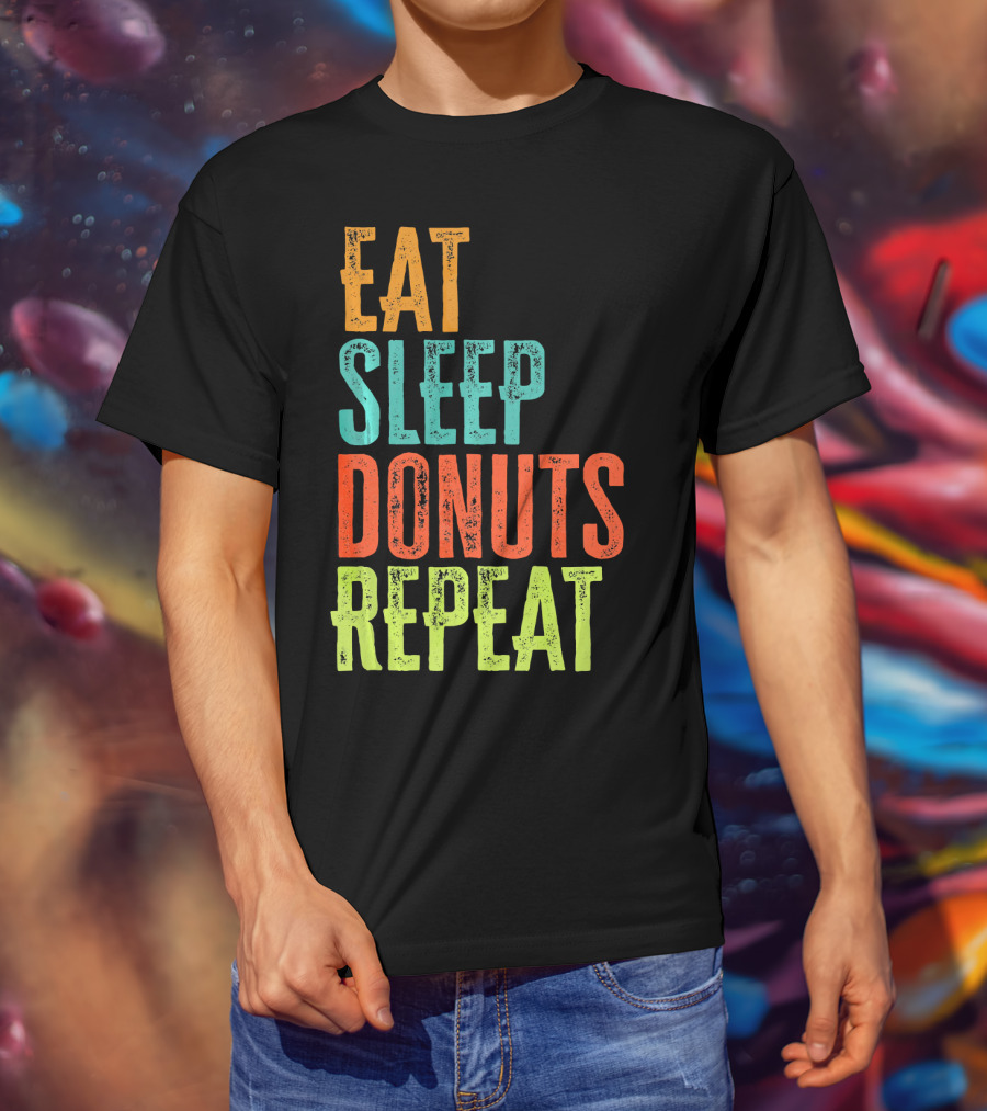 Eat Sleep Donuts Repeat Retro Coffee Dou T-Shirt