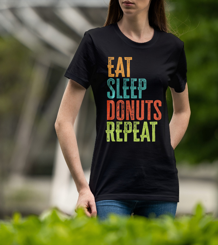 Eat Sleep Donuts Repeat Retro Coffee Dou T-Shirt