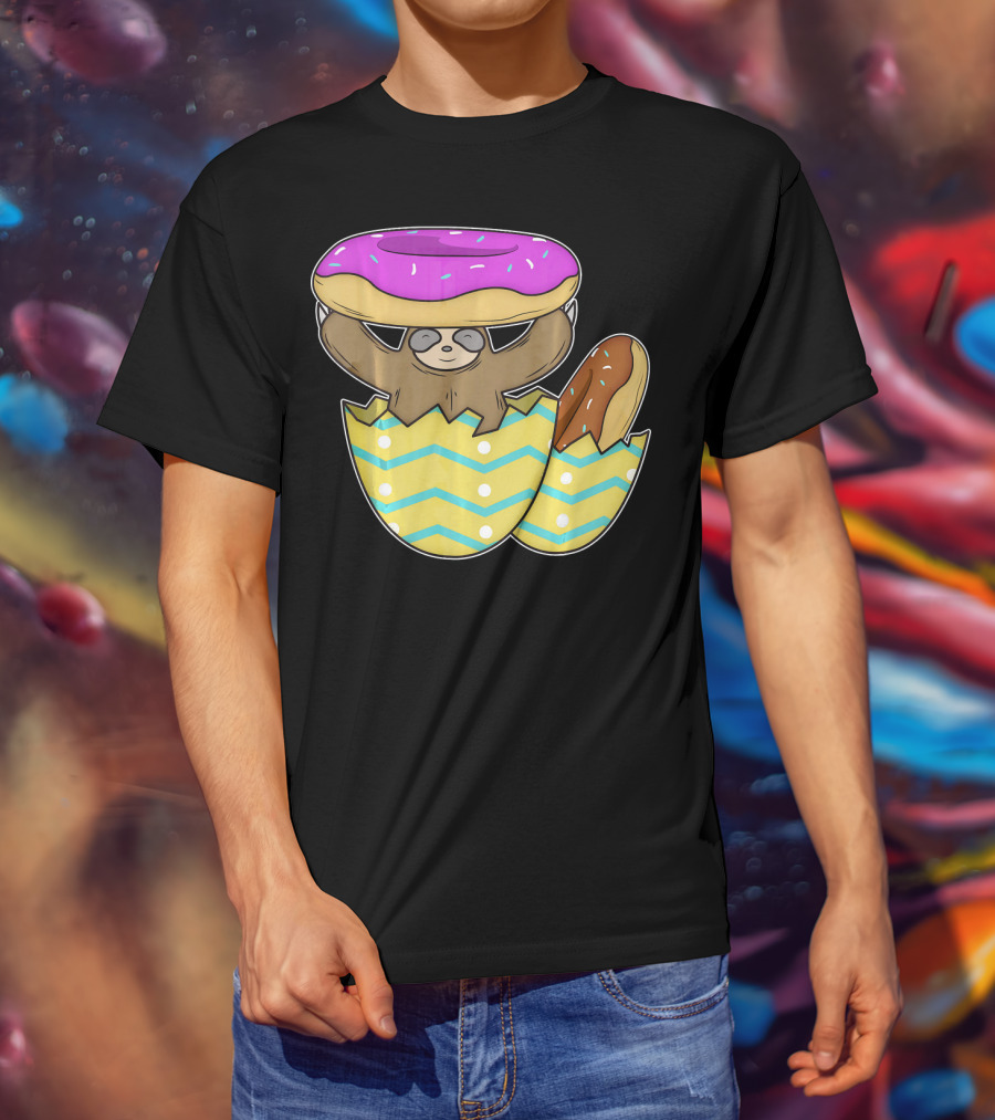 Sloth Easter Egg With Donut Hat T-Shirt