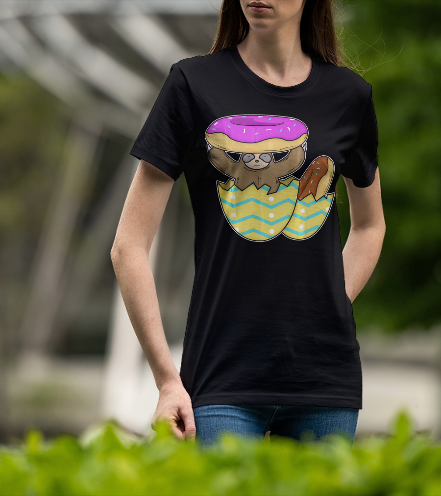 Sloth Easter Egg With Donut Hat T-Shirt