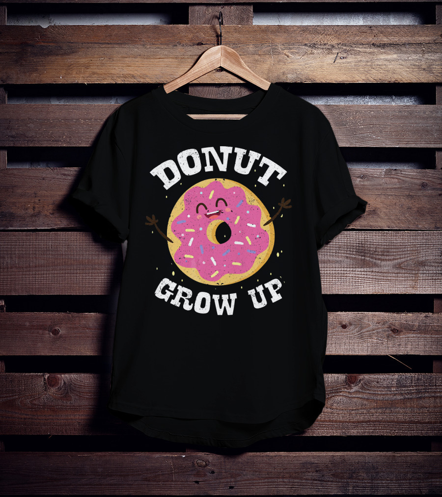 Donut Grow Up Cute Pink Frosted Dessert Foodie T-Shirt