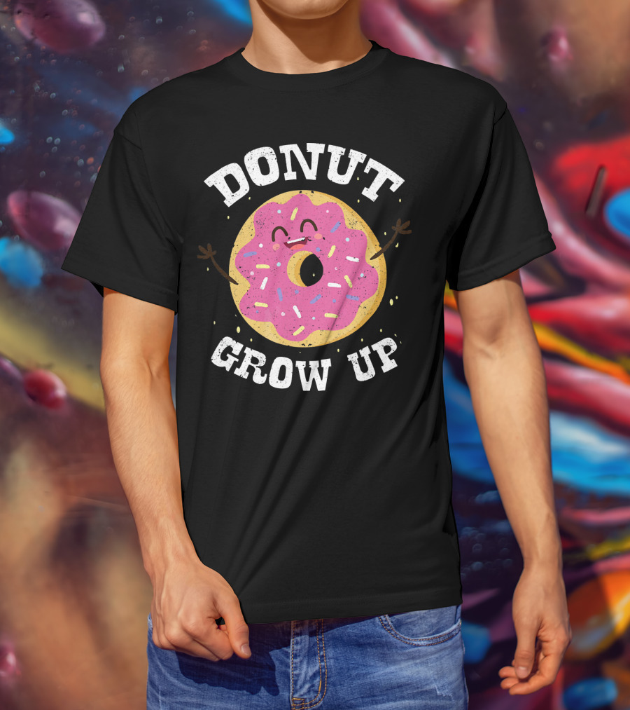 Donut Grow Up Cute Pink Frosted Dessert Foodie T-Shirt