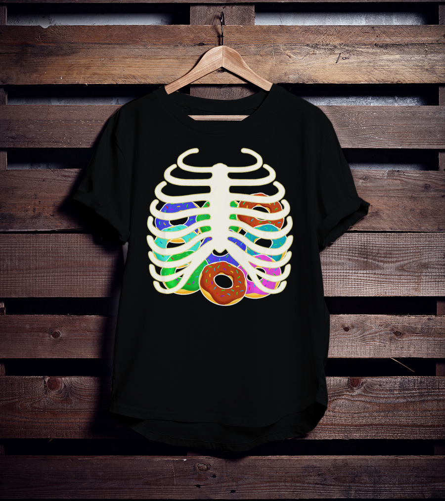 Halloween Food Costume Rib Cage Skeleton Donuts T-Shirt