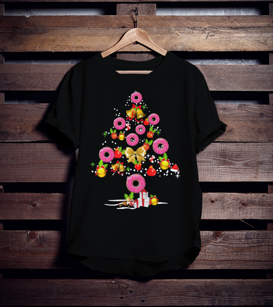 Donut Christmas Tree Merry Costume Featuring Festive Funny Holiday Elements T-Shirt