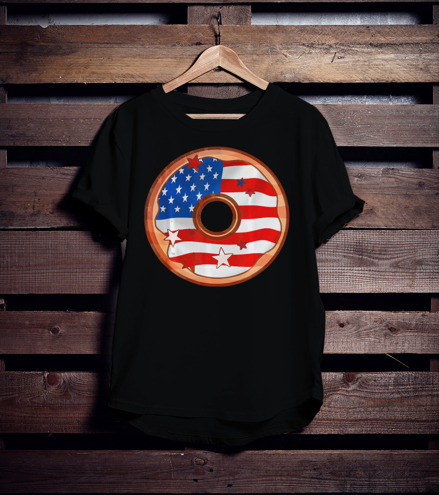 American Flag Donut USA Patriotic Doughnut T-Shirt