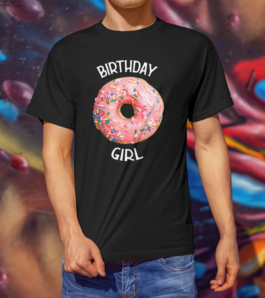 Birthday Girl Donut With Pink Icing And Rainbow Sprinkles T-Shirt