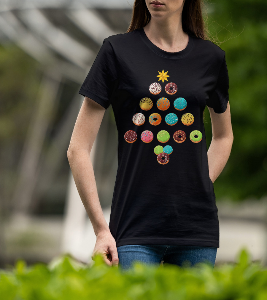 Funny Donut Lover Christmas Tree T-Shirt