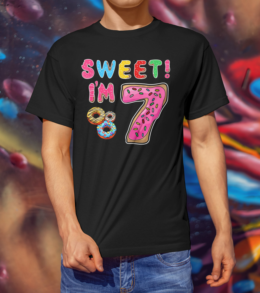 Sweet I'm 7 Donut Birthday T-Shirt