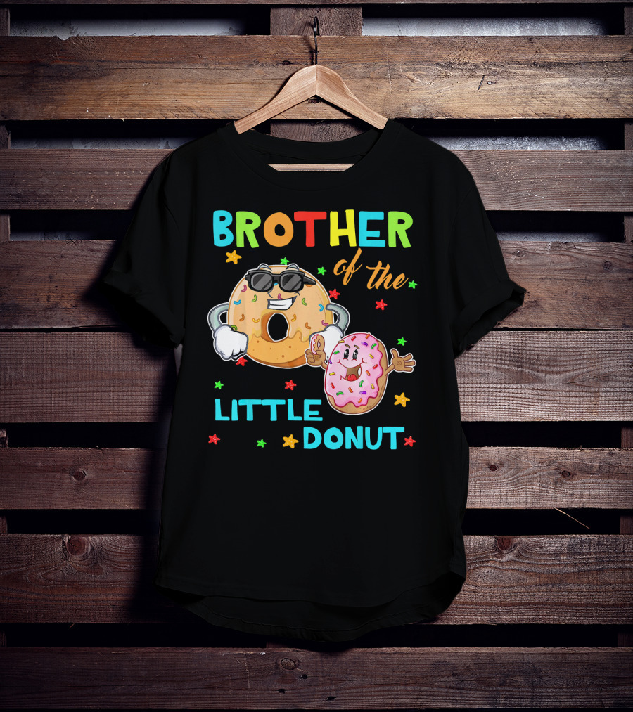 Brother Of The Little Donut With Colorful Stars And Happy Characters T-Shirt