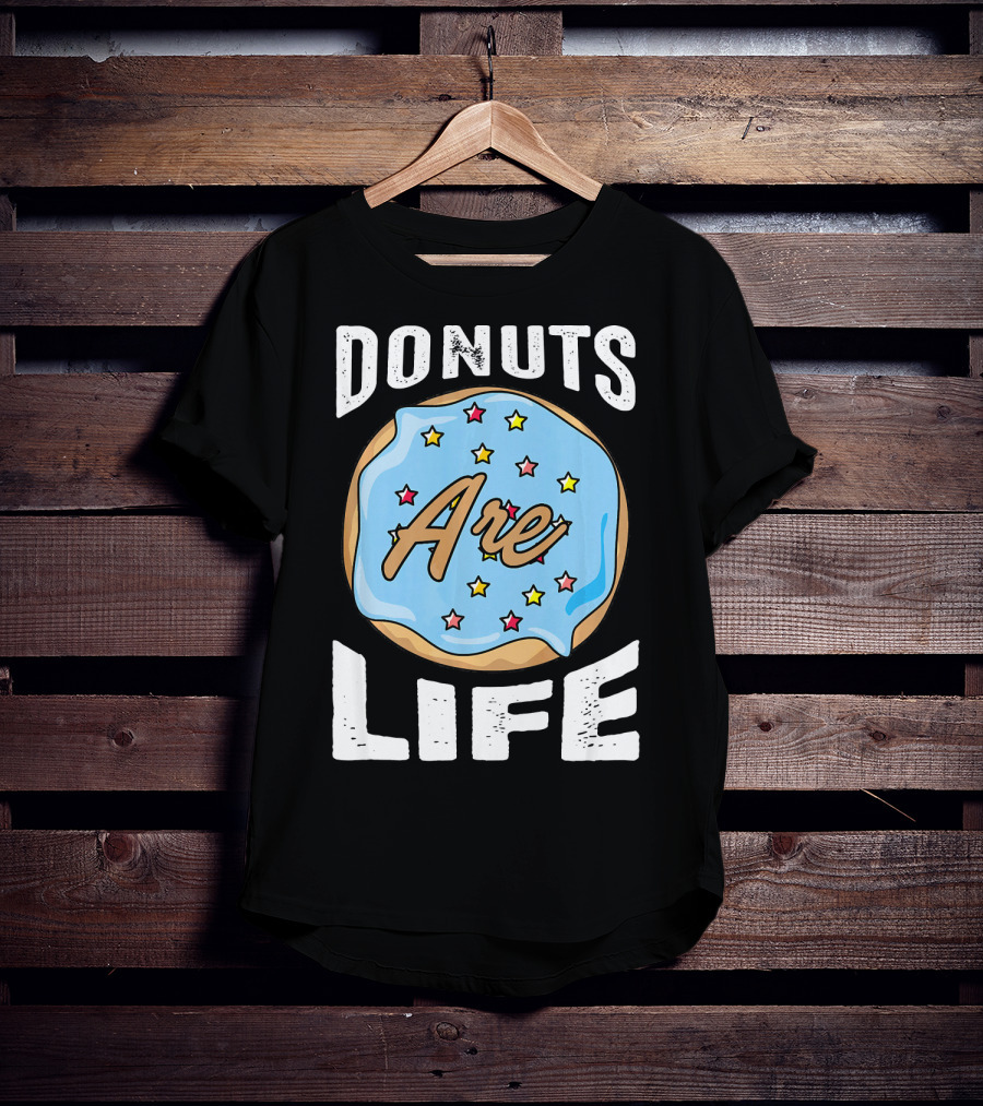 Donuts Are Life Blue Frosted Donut With Stars T-Shirt