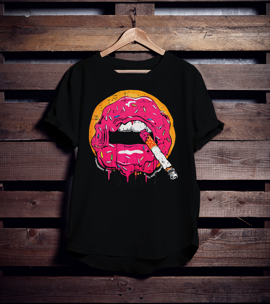 Donut Lips Cigarette Cool Sweet Doughnut T-Shirt
