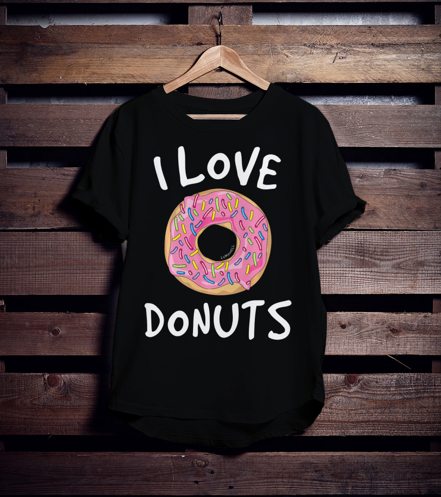 I Love Donuts Pink Sprinkles Funny Donut T-Shirt