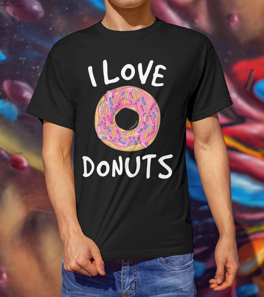 I Love Donuts Pink Sprinkles Funny Donut T-Shirt