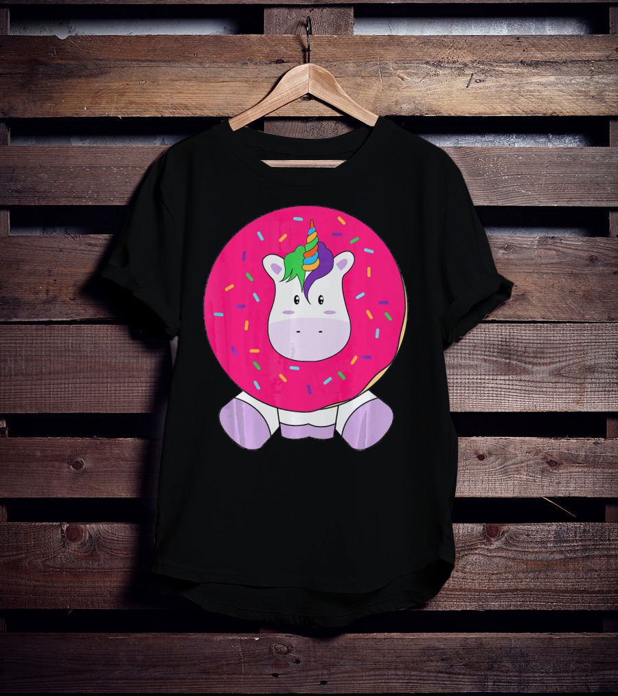 Kawaii Unicorn Donut With Sprinkles Cute Girly T-Shirt