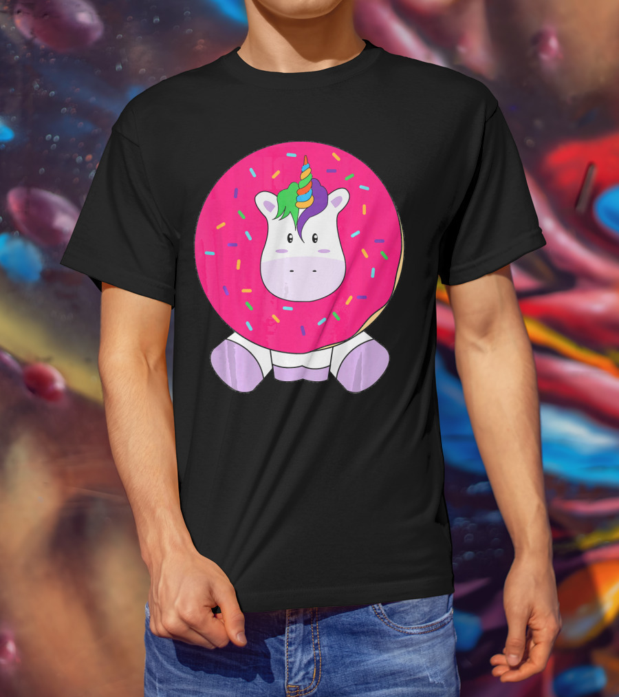 Kawaii Unicorn Donut With Sprinkles Cute Girly T-Shirt