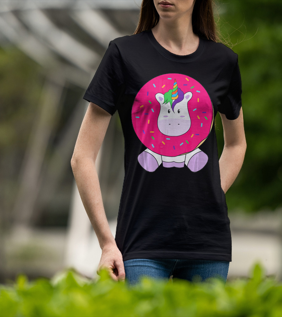 Kawaii Unicorn Donut With Sprinkles Cute Girly T-Shirt