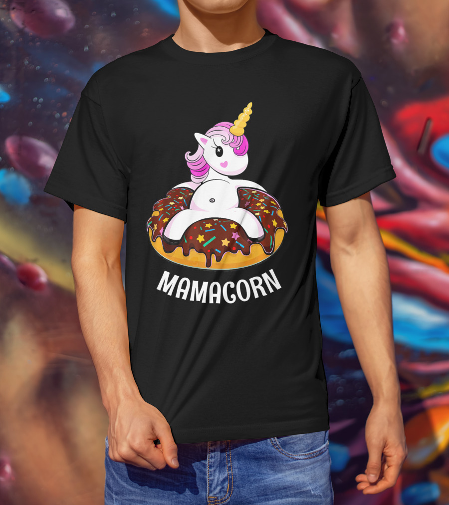 Mamacorn Unicorn Donut With Sprinkles And Stars T-Shirt