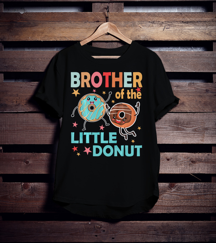 BROTHER OF THE LITTLE DONUT Cute Cartoon Characters With Stars And Sprinkles T-Shirt
