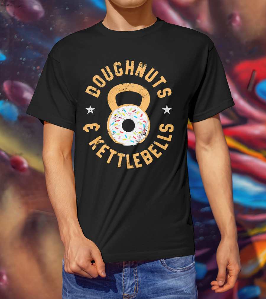 Doughnuts And Kettlebells Funny Donut Kettlebell Doughnut T-Shirt