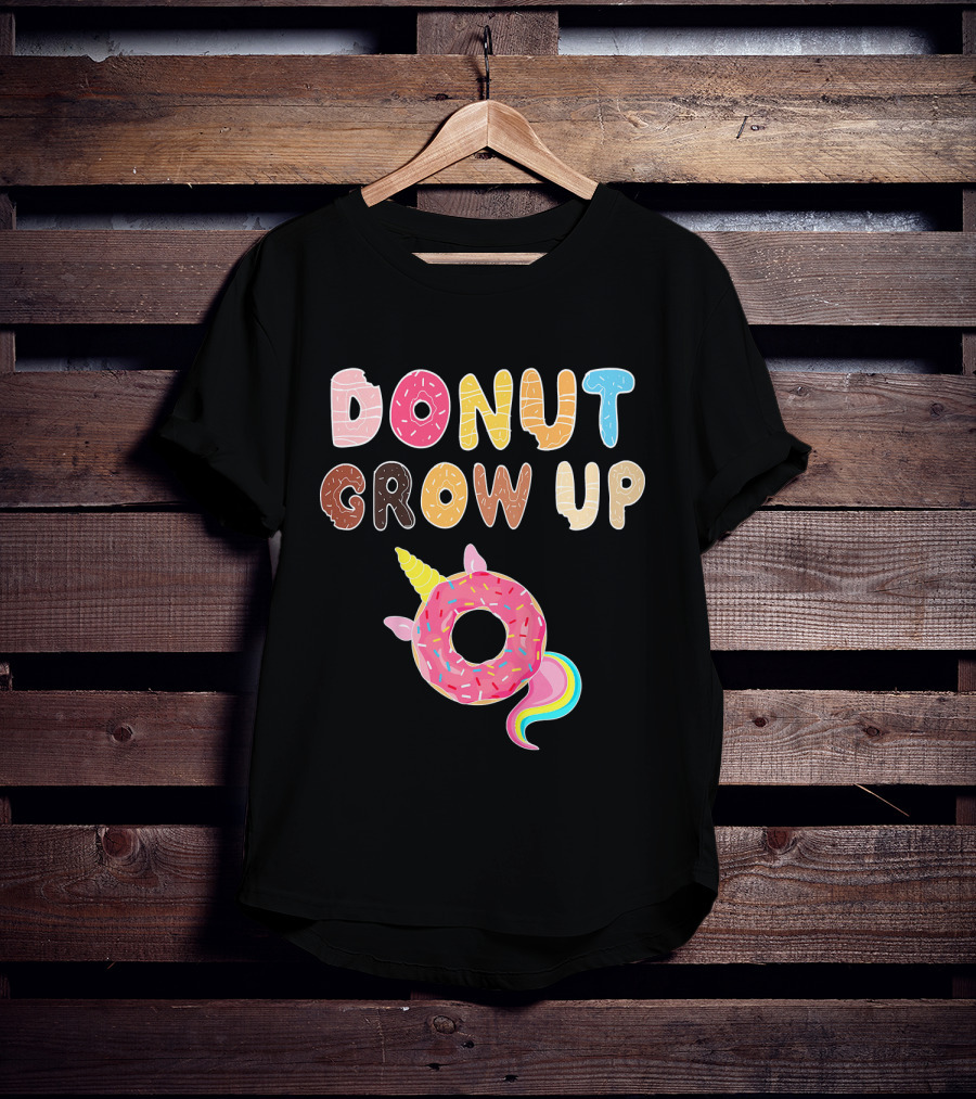 Donut Grow Up Kids Funny Unicorn Donut Lover T-Shirt