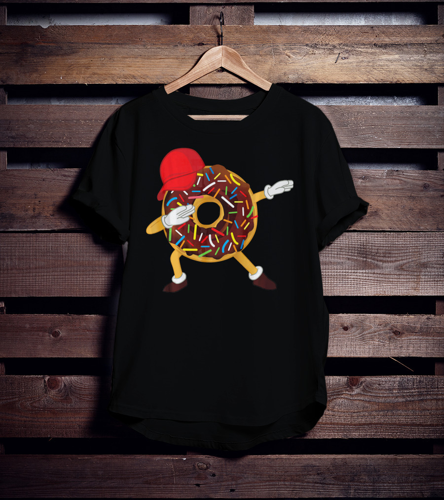 Dabbing Chocolate Sprinkles Donut With Red Hat T-Shirt