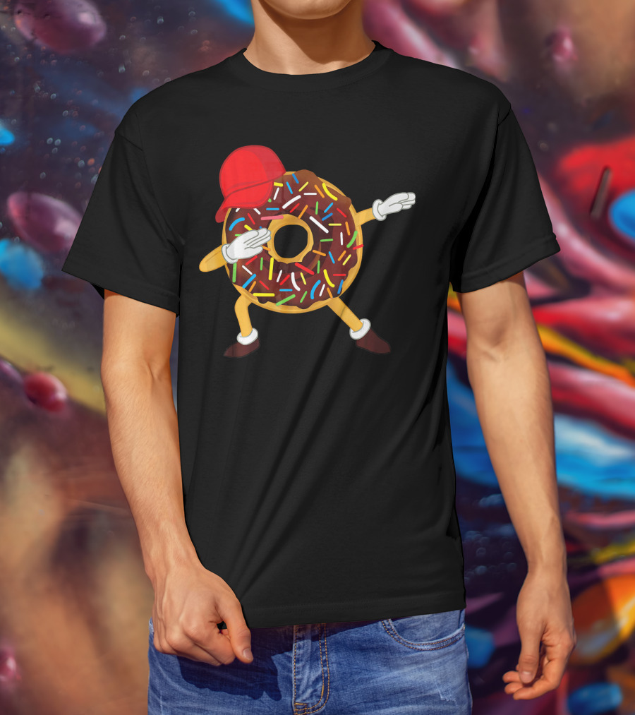 Dabbing Chocolate Sprinkles Donut With Red Hat T-Shirt