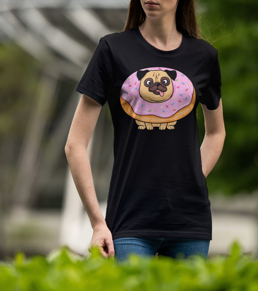 Cute Doughnut Pug Wearing A Donut Costume Sprinkles T-Shirt