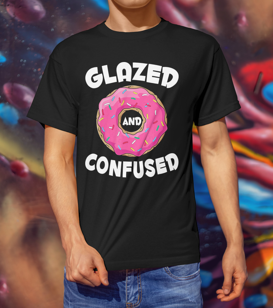 Glazed And Confused Funny Donut Lovers Pink Sprinkles T-Shirt