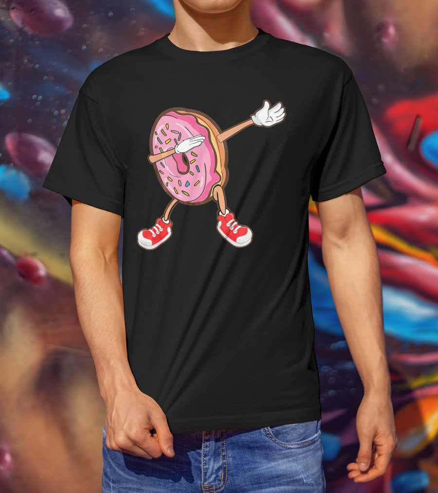 Dabbing Strawberry Frosted Donut With Sprinkles And Red Sneakers T-Shirt