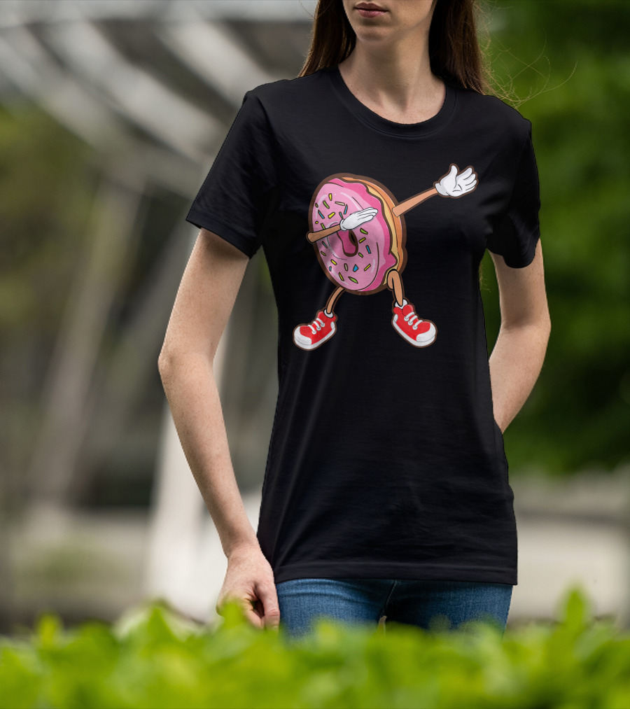Dabbing Strawberry Frosted Donut With Sprinkles And Red Sneakers T-Shirt