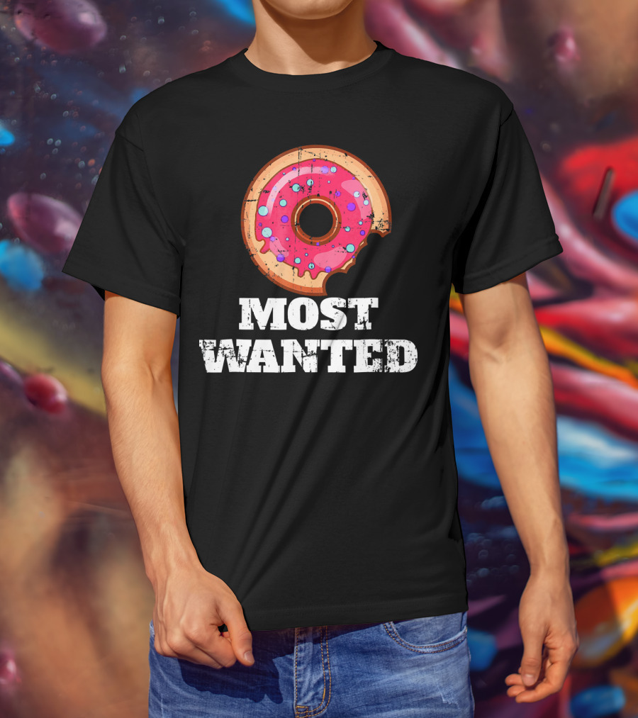 Most Wanted Donut Pink Frosting Humor T-Shirt