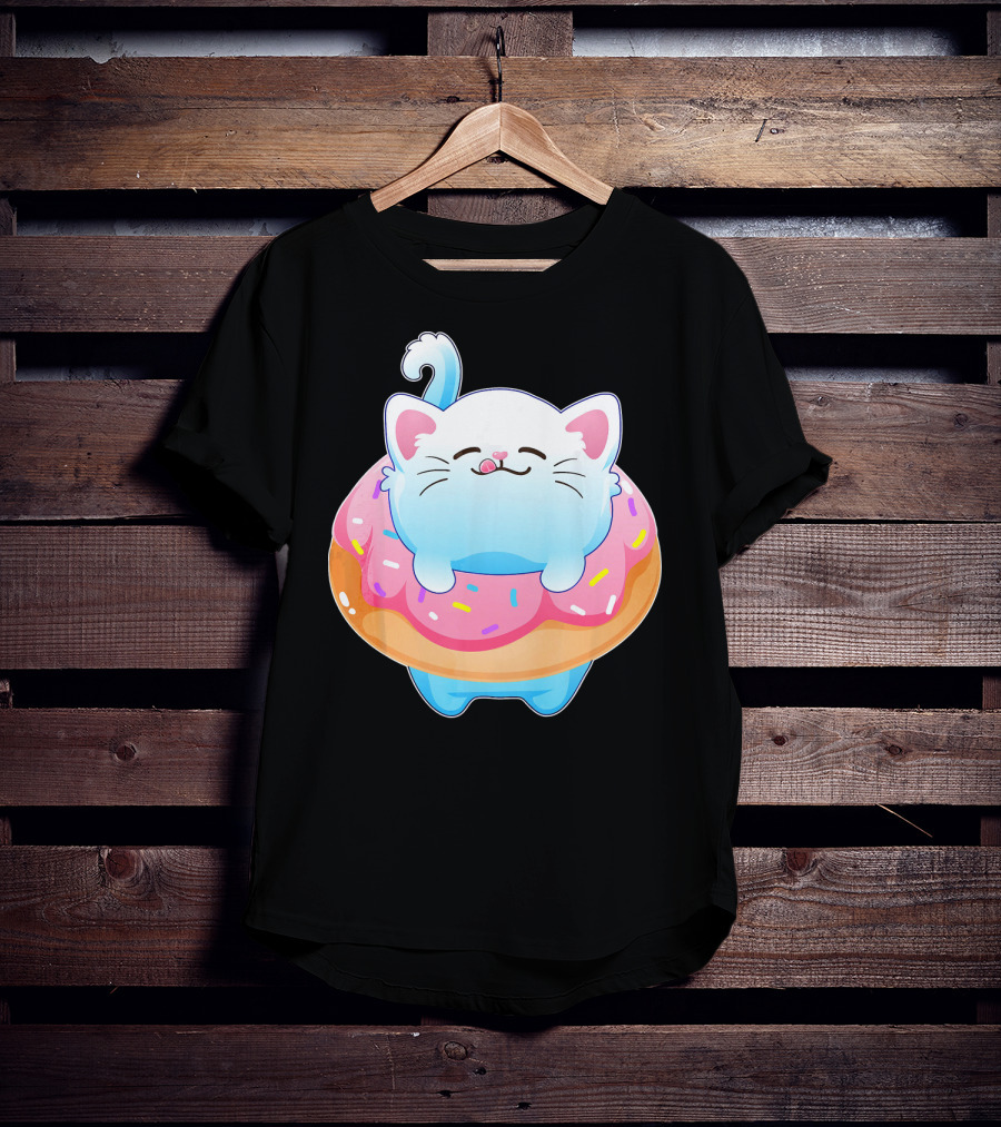 Donut Cat Kitty Lovers Sprinkled Sweet Treat Feline Delight T-Shirt
