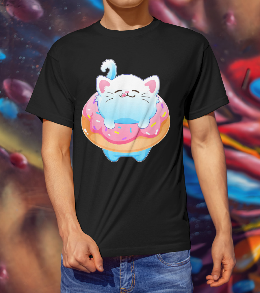 Donut Cat Kitty Lovers Sprinkled Sweet Treat Feline Delight T-Shirt