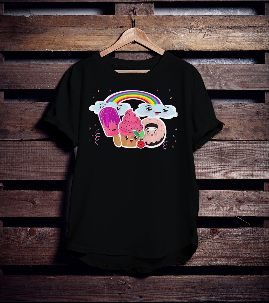 Funneh Cute Kids Halloween Ice Cream Love Rainbow Clouds Magic T-Shirt