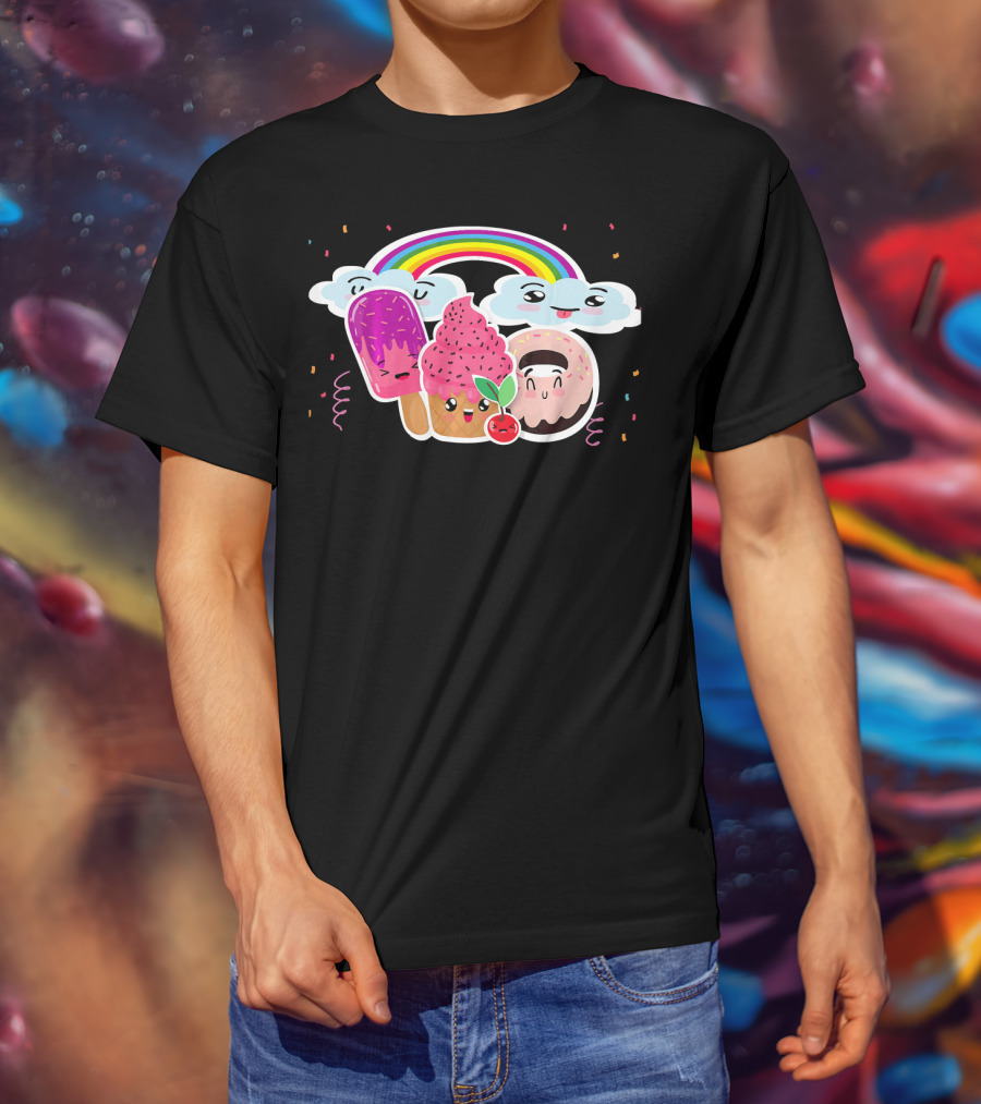 Funneh Cute Kids Halloween Ice Cream Love Rainbow Clouds Magic T-Shirt