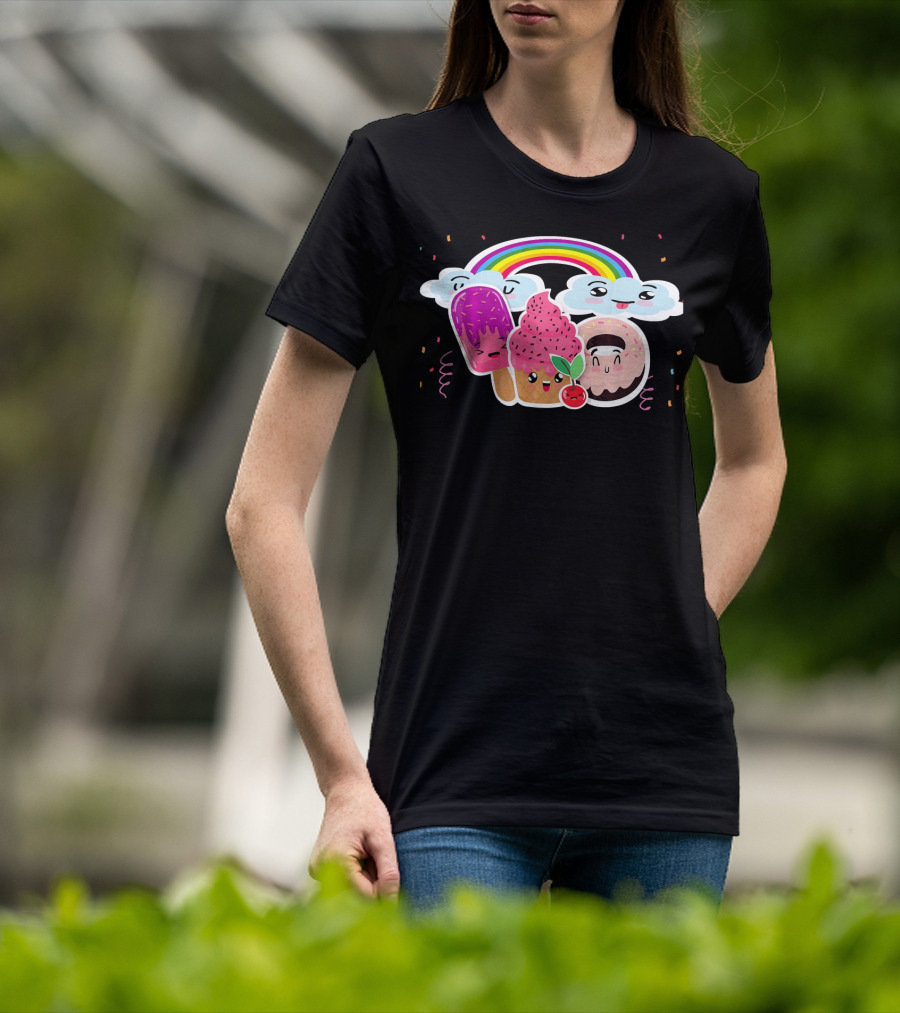 Funneh Cute Kids Halloween Ice Cream Love Rainbow Clouds Magic T-Shirt