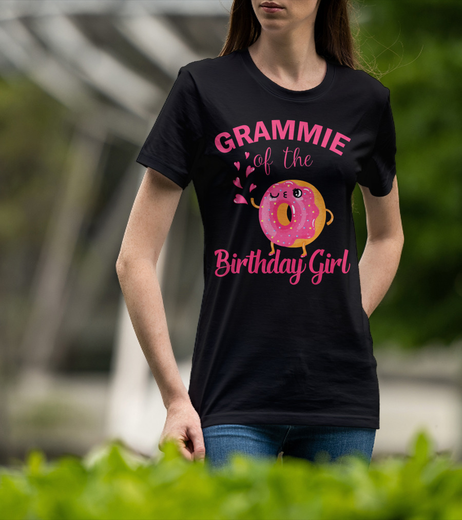 GRAMMIE Of The Birthday Girl Donut With Hearts T-Shirt