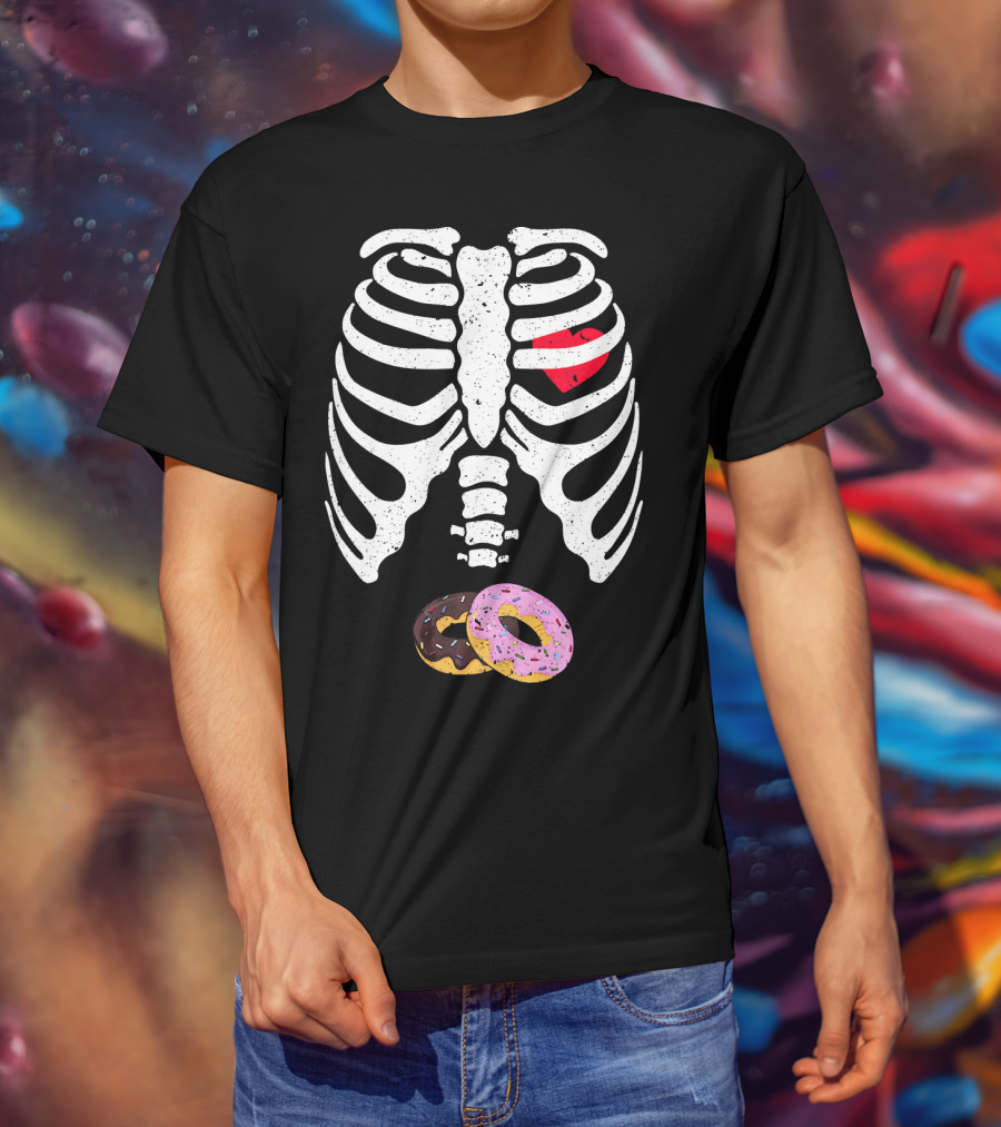 Halloween Pregnancy Skeleton Donut Baby Costume T-Shirt