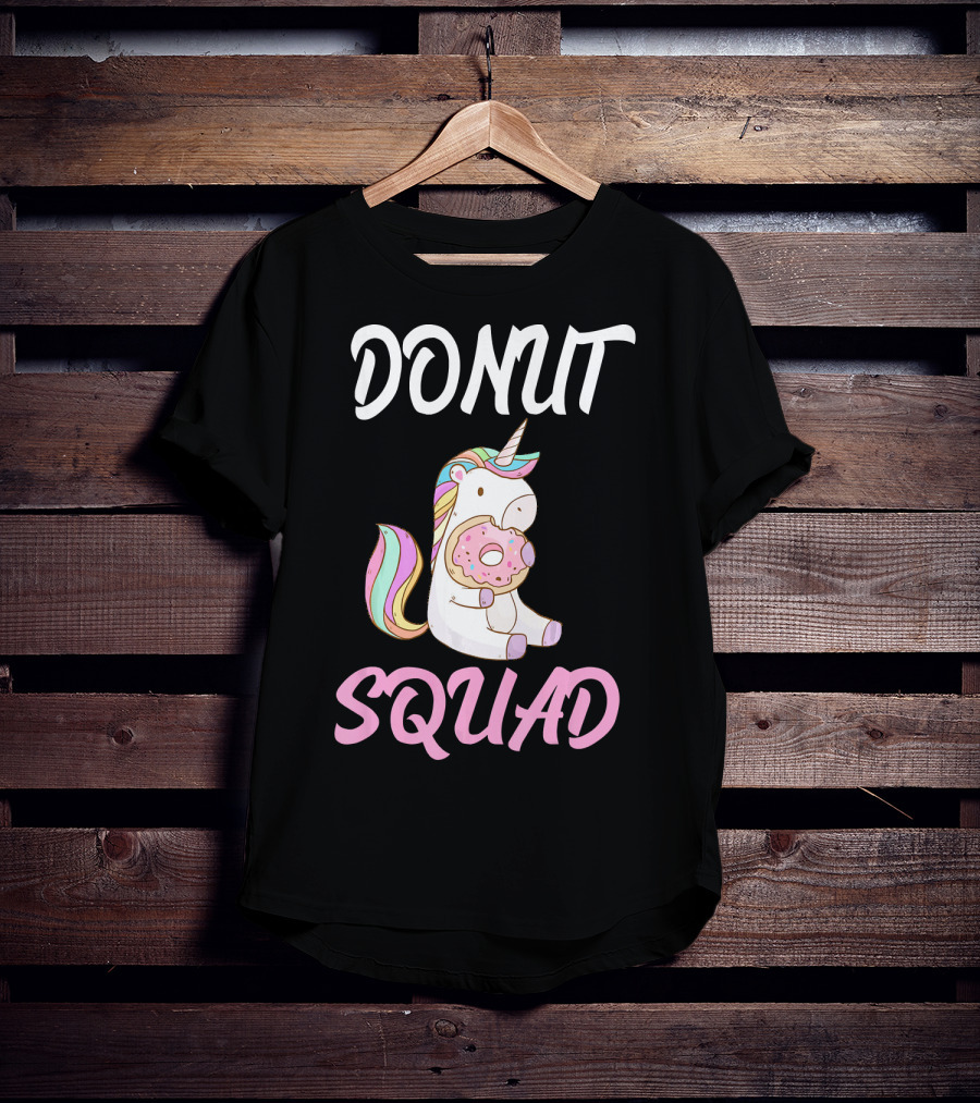 Donut Squad Unicorn Holding Donut With Cute Expression T-Shirt