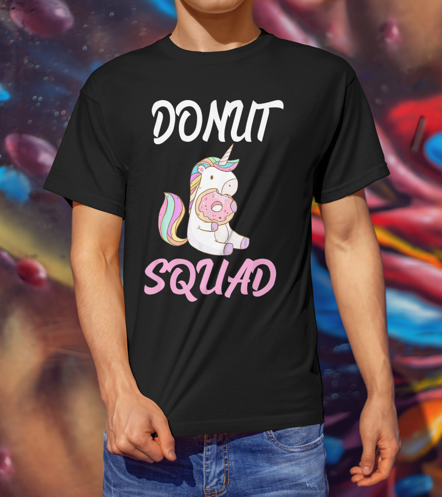 Donut Squad Unicorn Holding Donut With Cute Expression T-Shirt